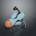 3D Rendered Light Blue Rocket Model With Orange Head Wheels And Mechanical Parts