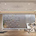 Luxurious Recreation Room With Climbing Wall Ornate Ceiling And Fitness Equipment
