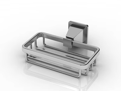 Modern Bathroom Small Accessories Stainless Steel Wall Mounted Storage Rack with Sleek Reflective Surface 3d model