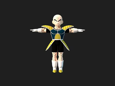 3D Anime Game Character With Blue Yellow Armor Black Shorts White Socks And Yellow Shoes 3d model