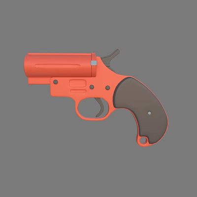 Modern signal gun small pistol revolver cartoon weapon 3d model