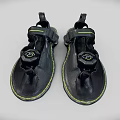 Black Sandals with Yellow Accents Adjustable Straps Sporty Design Comfortable Fit