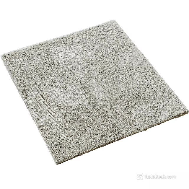 Light Gray Square Rug Plush Textured for Living Room Home Decor 3d model 