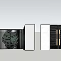 Modern Entrance Gate Design Featuring Decorative Sphere Metal Railings Vertical Slats And Stone Pillars