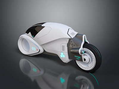 Futuristic White Black Motorcycle With Sleek Aerodynamic Design And LED Lights 3d model