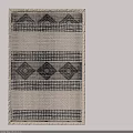 Modern Square Rug With Geometric Patterns And Striped Woven Texture In Black Beige