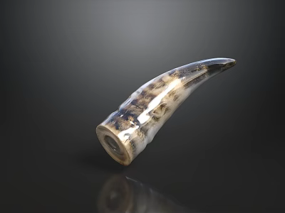 Elegant Modern Decorative Ornament Set With Horn Shaped Brown White Marble Texture Smooth Surface 3d model
