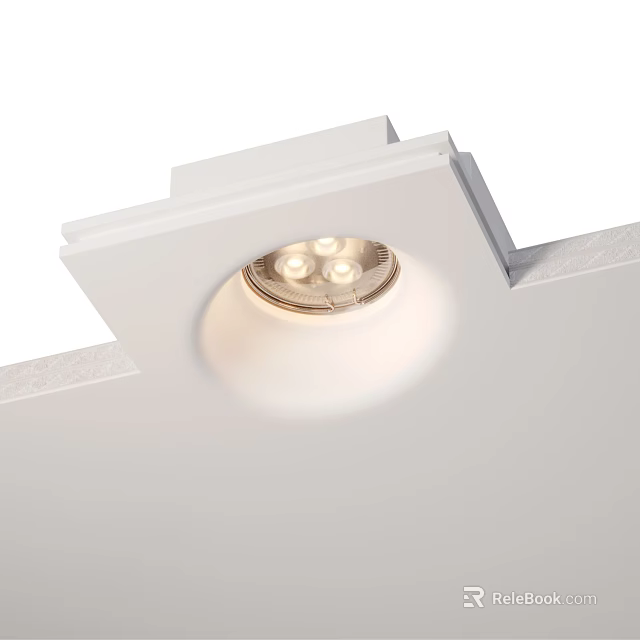 Recessed Downlight Spotlight In White Ceiling With Warm Illumination Effect 3d model 