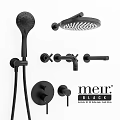 Black Meir BLACK Bathroom Faucet And Shower Head Set With Modern Design