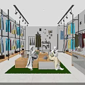 Donoratico Clothing Store with Window Display and Mannequins in Modern Interior