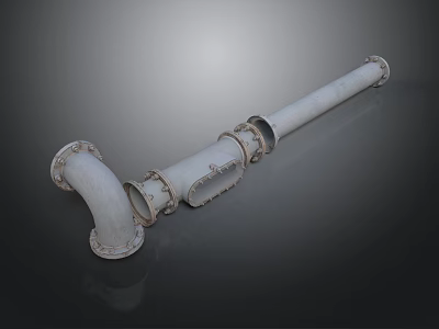 Industrial Metal Pipe Assembly With Flanges And Bolted Connections 3d model