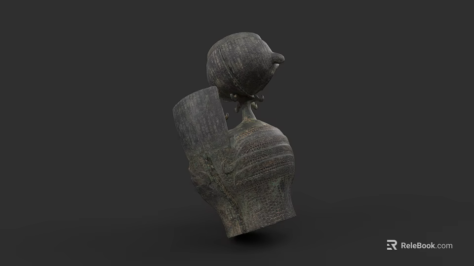 Traditional Handcrafted Ceramic Vessel With Intricate Carvings And Unique Shape 3d model 