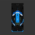 Black and Blue Race Car with Sleek Aerodynamic Exterior and Rear Wing
