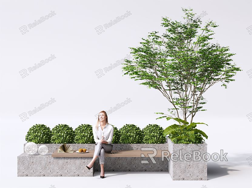 Modern Outdoor Chair Landscape Seat Courtyard Flower Pond Seat Landscape Tree model