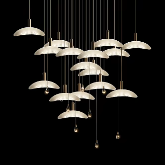 New Chinese Moon Curved Moon Chandelier 3d model