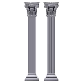 Two Classical Gray Columns Featuring Fluted Shafts and Intricate Capitals Design