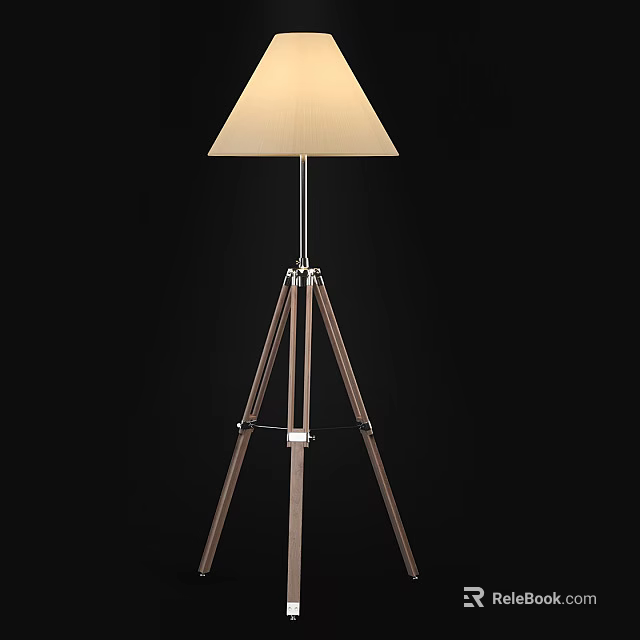 Modern Tripod Floor Lamp With Light Colored Shade And Metal Stand 3d model 