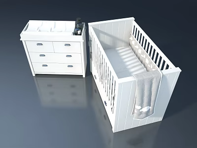 Functional White Pet Cabinet With Drawers And Pet Supplies Near Towel 3d model