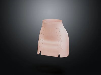 Pink High Waist Short Skirt With Side Lace Up Eyelet Details 3d model