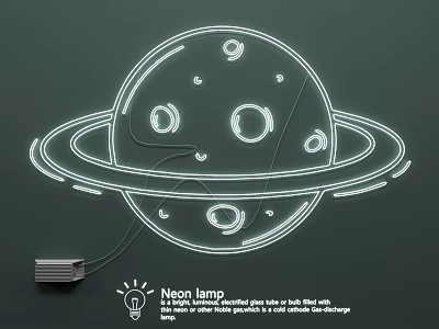 Neon Lamp Combination with Planet Ring Design for Home and Party Decoration 3d model