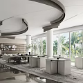 Modern Lounge Area Interior With Comfortable Sofa Coffee Table Green Plants And Floor-to-Ceiling Windows