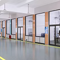 Modern Spacious Office Interior With Open Layout Glass Partitions And Numbered Doors
