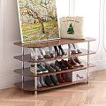 Modern Open Shelf Shoe Cabinet With Shoes Canvas Bag And Decorative Painting