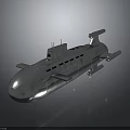 Silver Streamlined Submarine Water Vehicle 3D Model With Periscope And Propellers 3d model