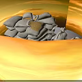 Stacks of White Grain Sacks With Spilled Grains Small Bags And Yellow Bananas