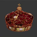 Exquisite Gold Crown Jewelry With Red Enamel And Colorful Gemstones Featuring Cross Top Design