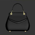 Fashionable Black Leather Handbag With Golden Hardware Top Handle For Daily Use
