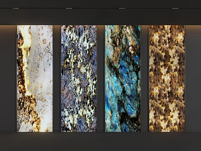 Vertical Textured Wall Art Panels With Various Colors And Glossy Finish 3d model