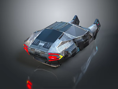 Futuristic Sports Car With Angular Design And Metallic Silver Exterior 3d model