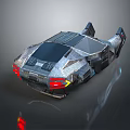Futuristic Sports Car With Angular Design And Metallic Silver Exterior