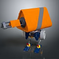 Orange Robot Character With Gray Stripe Blue Legs And Mechanical Details