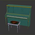 Classic Vintage Turquoise Piano With Matching Stool And Red Cushion Detail