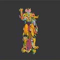 Detailed Yellow And Purple Robot Model With Multiple Joints Mechanical Structure Standing On Gray Background