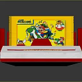 Retro Video Game Console With Red White Design Yellow Cartridge And Controller