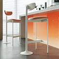 Modern Orange Bar Stools With Metal Legs In Kitchen Counter Space