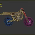 Rusty Vintage Motorcycle With Old Frame And Wheels On Dark Background 3d model