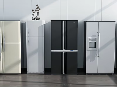 Stylish Refrigerators in Different Colors and Styles for Modern Kitchen 3d model