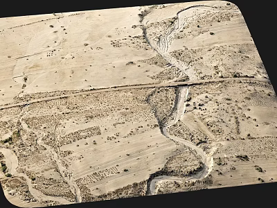 Natural Landscape With Winding River And Sandy Terrain Features 3d model
