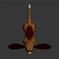 Cute Brown and White Toy Dog with Large Black Ears Standing on Black Background