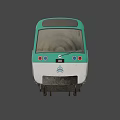 Green And White Train With Front Logo Red Green Lights And Windows