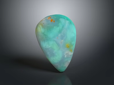 Polished Turquoise Stone Teardrop Ornament With Yellow Spots And Smooth Glossy Surface 3d model