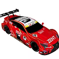 Red Racing Car With Aerodynamic Design And Many Sponsor Logos