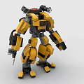 Creative Yellow Building Block Robot With Mechanical Arms And Legs Structure 3d model