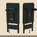 Vintage Green Telephone Booths With Coin Operated Receiver And Canopy Design Two Units
