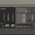 Sleek Modern Wardrobe Design With Open Shelves Hanging Clothes And Drawers
