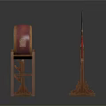 Traditional Wooden Weapon Rack With Drum Stand And Abacus Frame